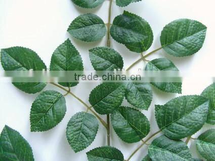Fake Leaves For Decoration H59cm Green Artificial Rose Leaves Branch