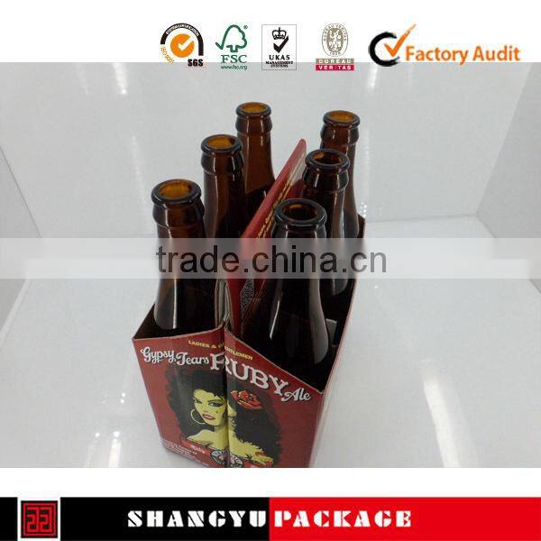 Factory wholesales custom logo 6 bottle wine cardboard bottle carrier