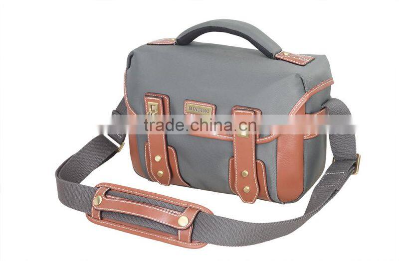 BinSing Polyester with Leather trim Dslr Camera M Shoulder bag