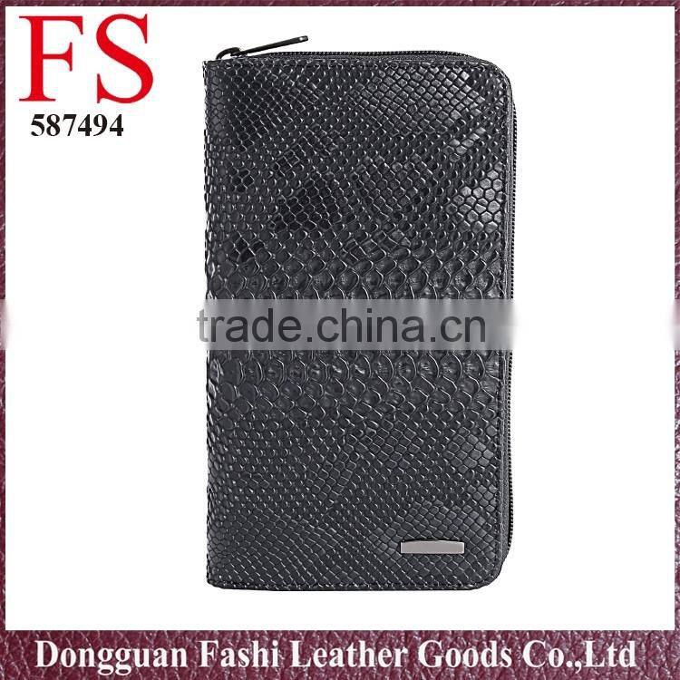 wholesale Long High Quality snacke skin pu Leather Women Wallet made in china