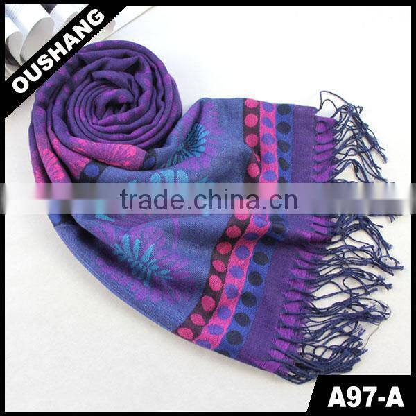 A97-A Pashmina hijib Flower jacquard scarf