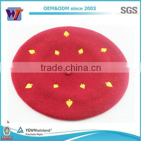 Fashion women beret solid color beret cap with metal eyelets