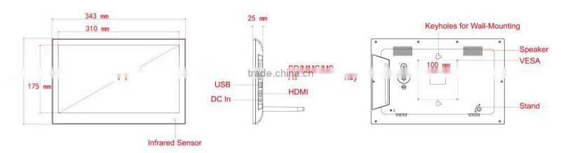 14.1 digital photo frame support 1080p video with hdmi input