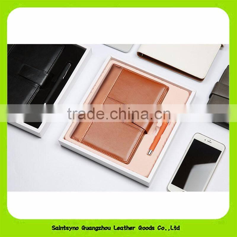 16032 Branded High End Cowhide stationery gift set leather for Christmas