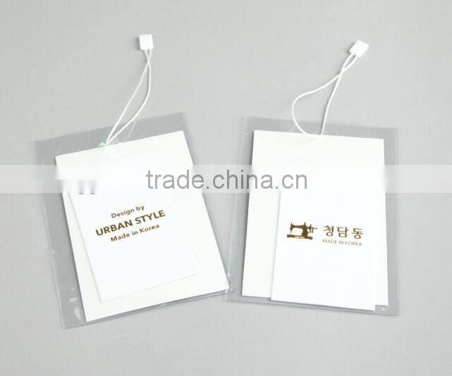 Wholesale New Plastic Paper Hangtag with String for Shirts,Clothing