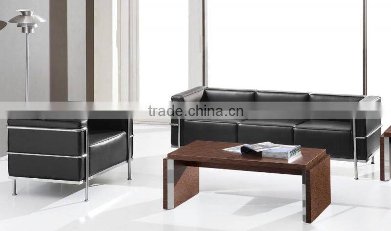 2016 hot sale popular black artistic leather sectional 1+1+3 sofa set with stainless steel base