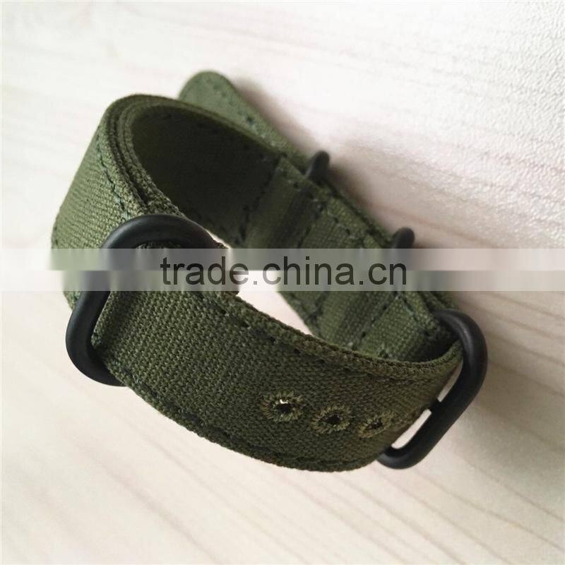 PVD Black Coating Stitched Hole Cotton Canvas Wrist Band