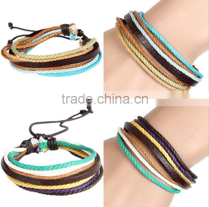 Fashion Cool Rock Wide Genuine Leather Wrap Skull Bracelet