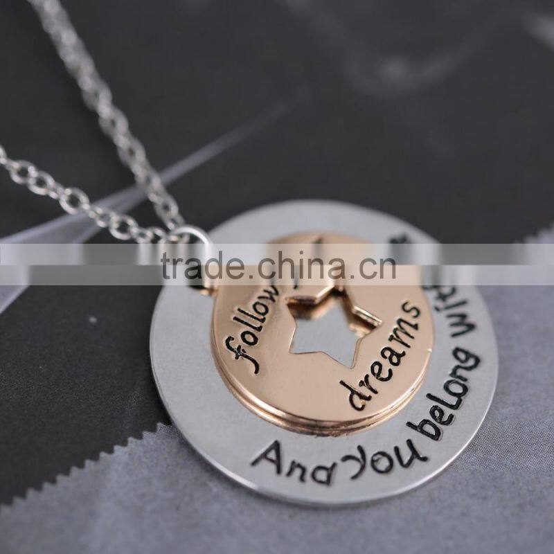 Mother's Day Gift Zinc Alloy Crystal MOM Football Necklace
