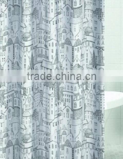 Butterfly Print Polyester Hookless Shower Curtain