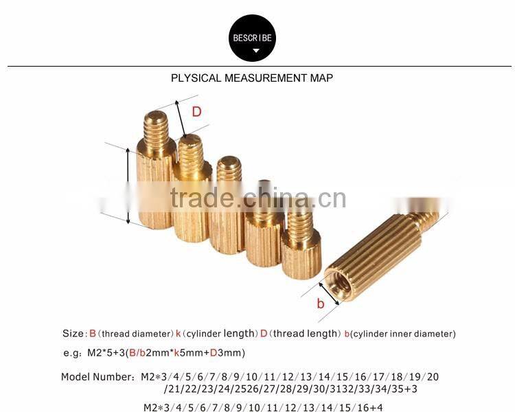 Precision machining brass screw thread single-head pillars