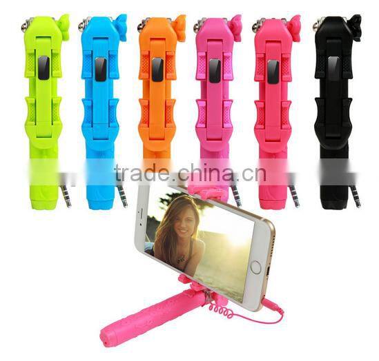 3.5MM Audio Cable Take Pole Selfie Stick - Self-portrait Monopod with cell phone clamp - Extendable Selfie Stick Monopad