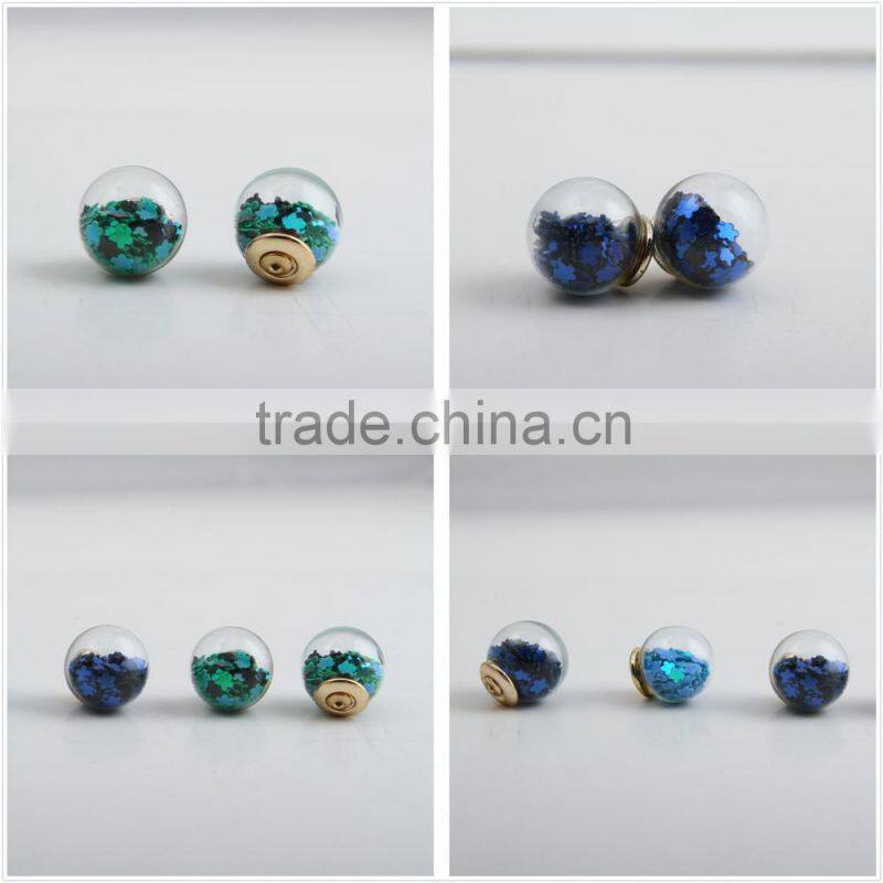 Trendy Ball Double Side Pearl Stud Earrings Glass Beads Elegant Sunflower Statement Earrings Summer Style Fashion Jewelry