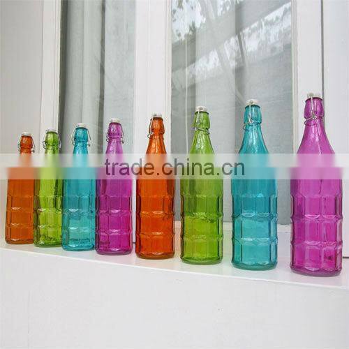 Wholesale colored 1 liter empty clear juice glass bottle price for sale