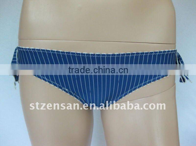 Stripe Print Thong with Bandage Underwear