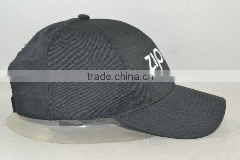 Professional custom 6 panel / 100% cotton/black/white embroidery trademark/baseball cap