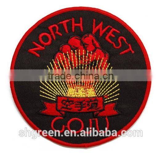 Sleeve embroidery patch emblem with embossed effect
