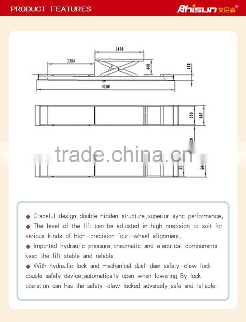 scissor lift table 3500kg for 4 car wheel alignment