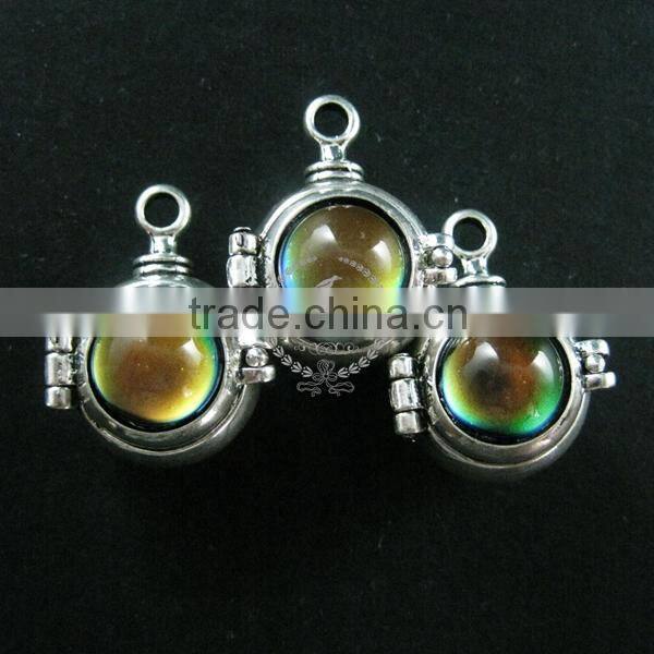 20mm vintage style brass antiqued silver steam punk vial pendant charm box with color change mood stone cabochon 1820254