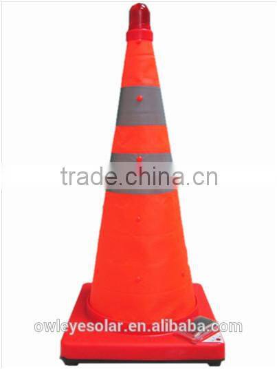 water-proof Solar collapsible traffic cone/ high visibility solar road cone