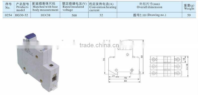 Low voltage fuse holder HG2 series