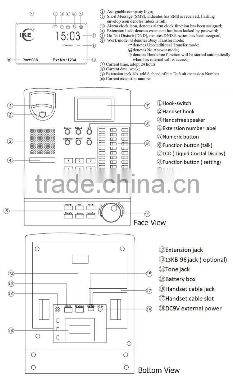 KP-07A Caller ID telephone for PABX system