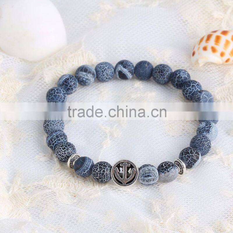 Europe fashionable 2016 SILVER bangle dinosaur stone beads bracelet jewelry