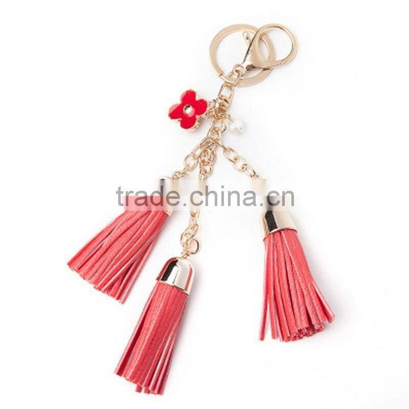Luxury leather tassel car keychain