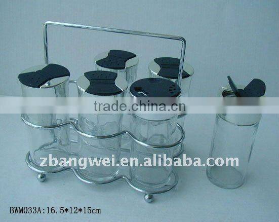 glass jar set with metal stand