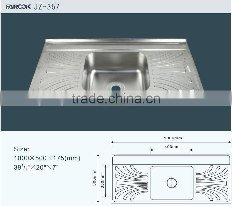 apron single bowl double tray stainless steel welding sink