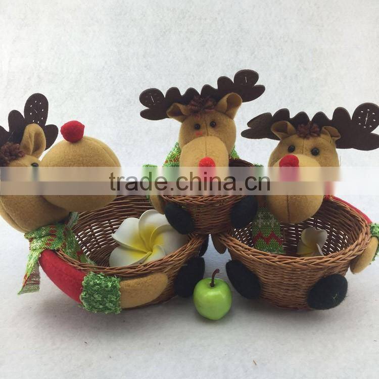 Lovely christmas deer style fine wickerwork basket for christmas gift