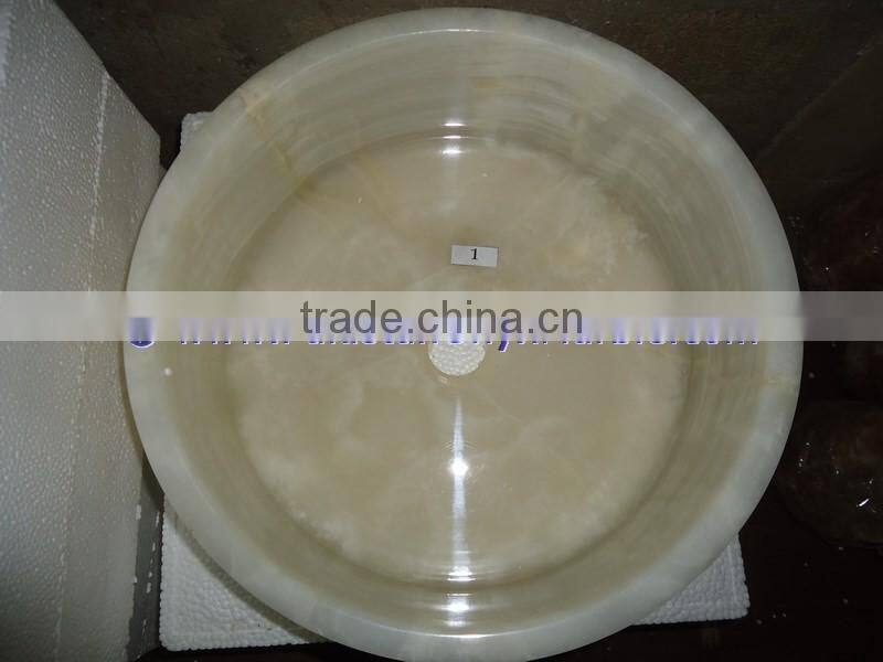 Stylaish PURE WHITE ONYX ROUND BOWL SHAPED SINKS AND BASINS