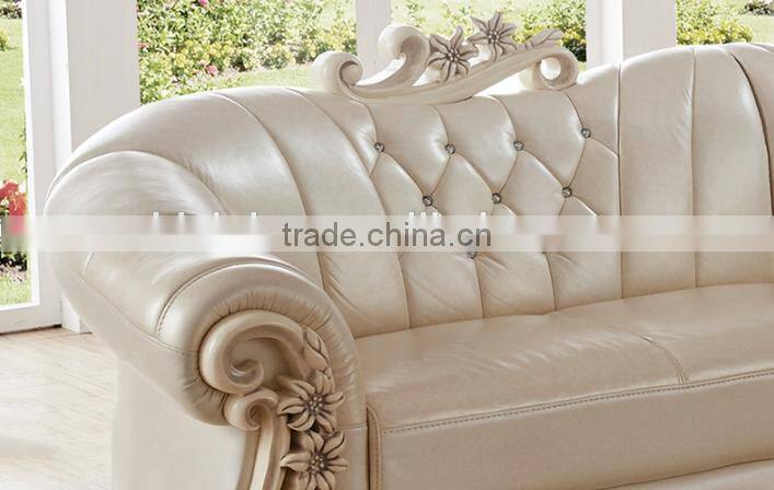 Chrysanthemum series genuine leather corner sofa set