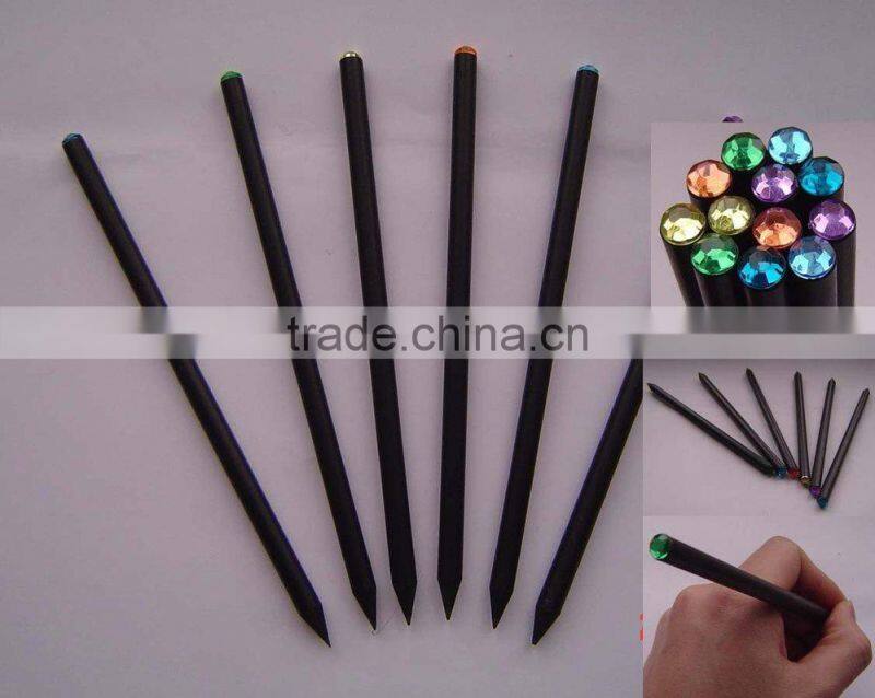 100 % Nature Black wooden Crystal Pencil