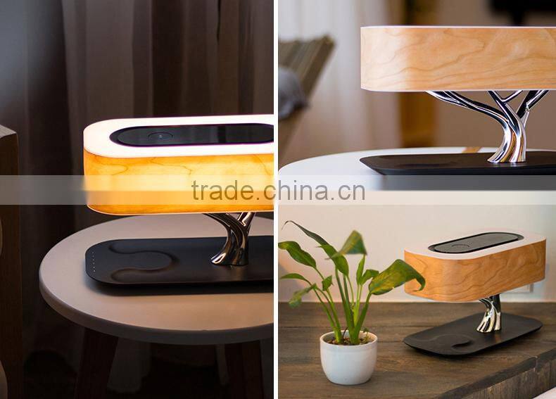 2017 Cool Wooden Tree Design WiFi/Qplay/DLNA Wireless Speaker With LED Light,Creative Music Lamp Support Phone Wireless Charging