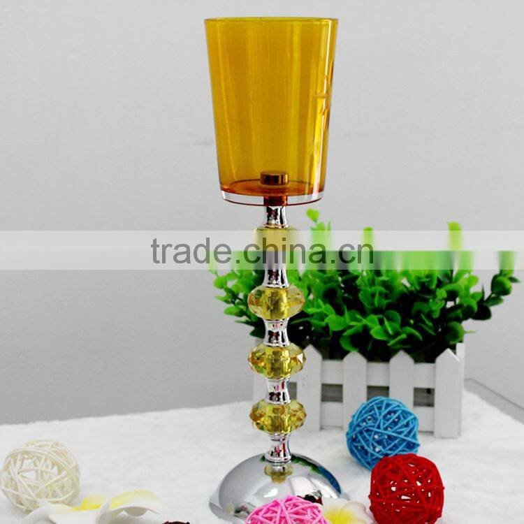 wholesale colored red crystal long-stemmed martini glass candle holder
