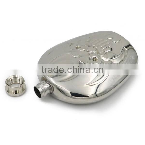Stainless steel hip flasks laser welding mirror demon wine bottle 6 oz