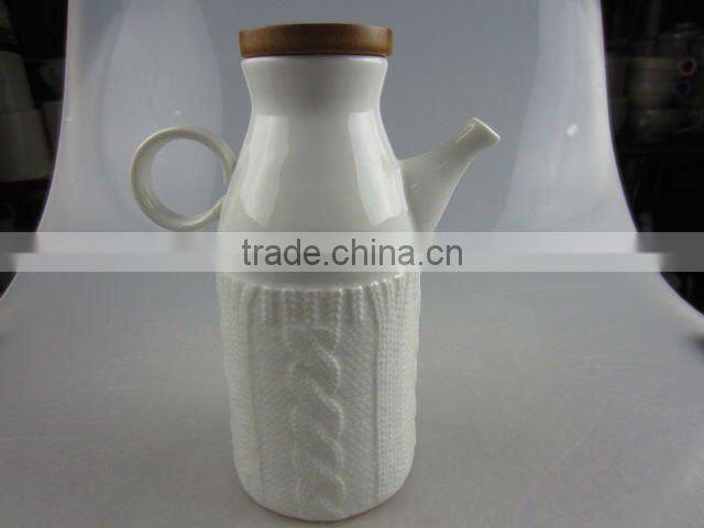 White porcelain soy sauce pot