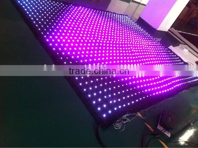 Programmble indoor rgb fireproof velvet led show screen curtain for stage background