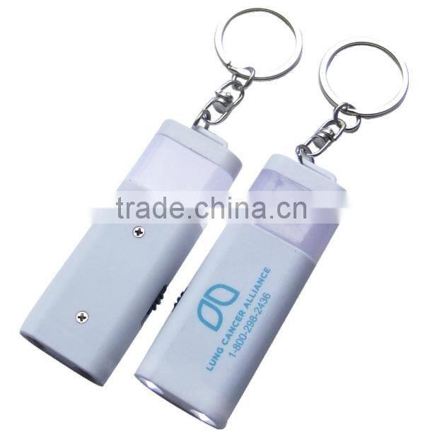 Custom logo printing keyring mini LED flashlight/2 LED mini torch