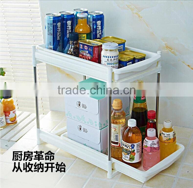 New plastic kitchen storage stool telescopic drawer Kitchen shelf