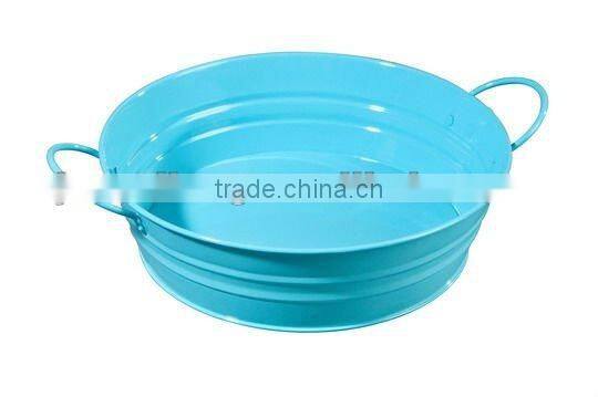 Triple 3 Tier Serveware Steel cake Stand, Collapsible Galvanized Metal with Wood Handle