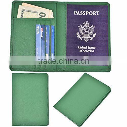 RFID Passport Holder, Cowhide Leather RFID Blocking Passport Case Cover Holder