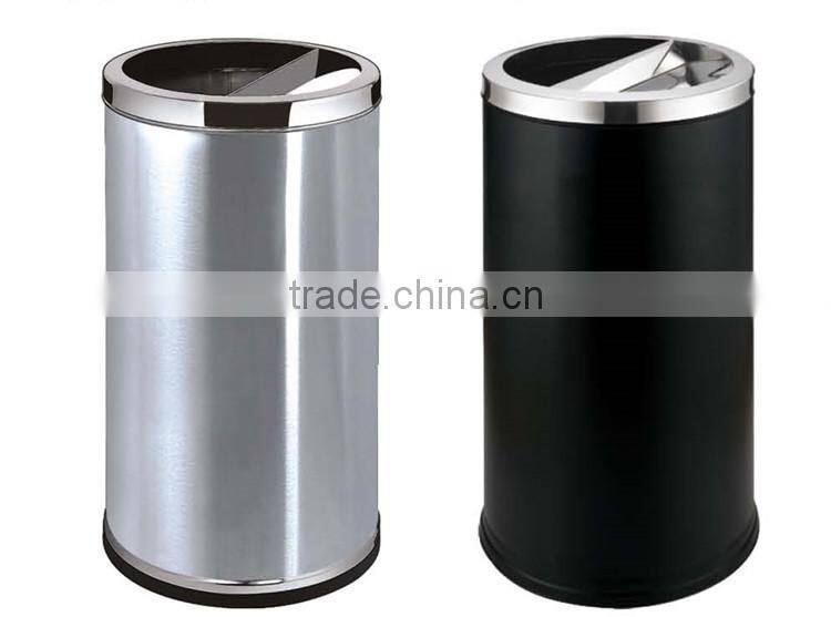 Round metal trash can with ashtray BY-63