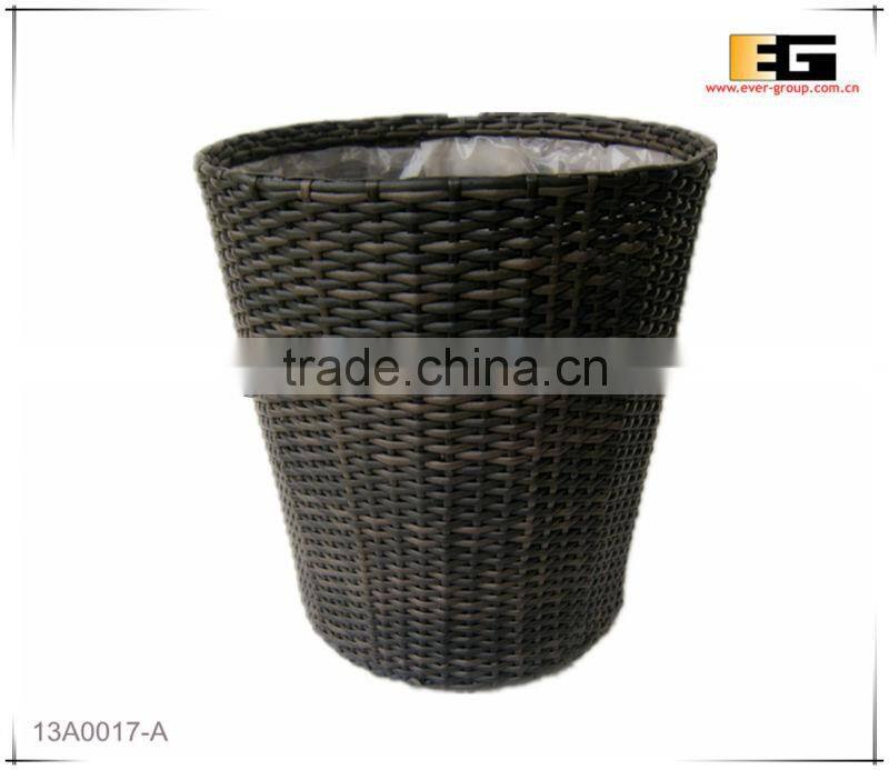 Round PE/Plastic rattan with liner deco basket