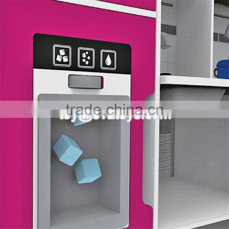 New design children pretend play toys wooden red play kitchen W10C282