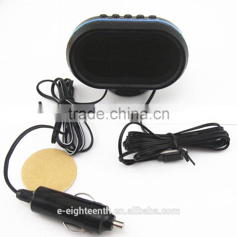 Car LED backlight LCD Inside/Outside Thermometer Voltage Meter Clock Alarm Calendar