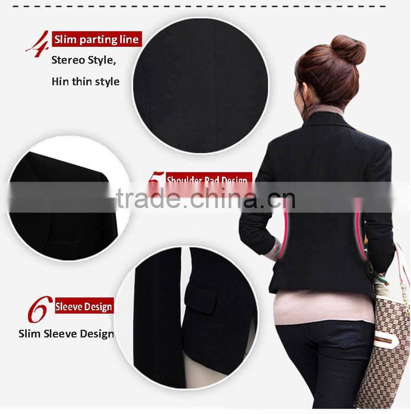 NEW Women Slim One Button Long Sleeve Black Women Blazers 2014