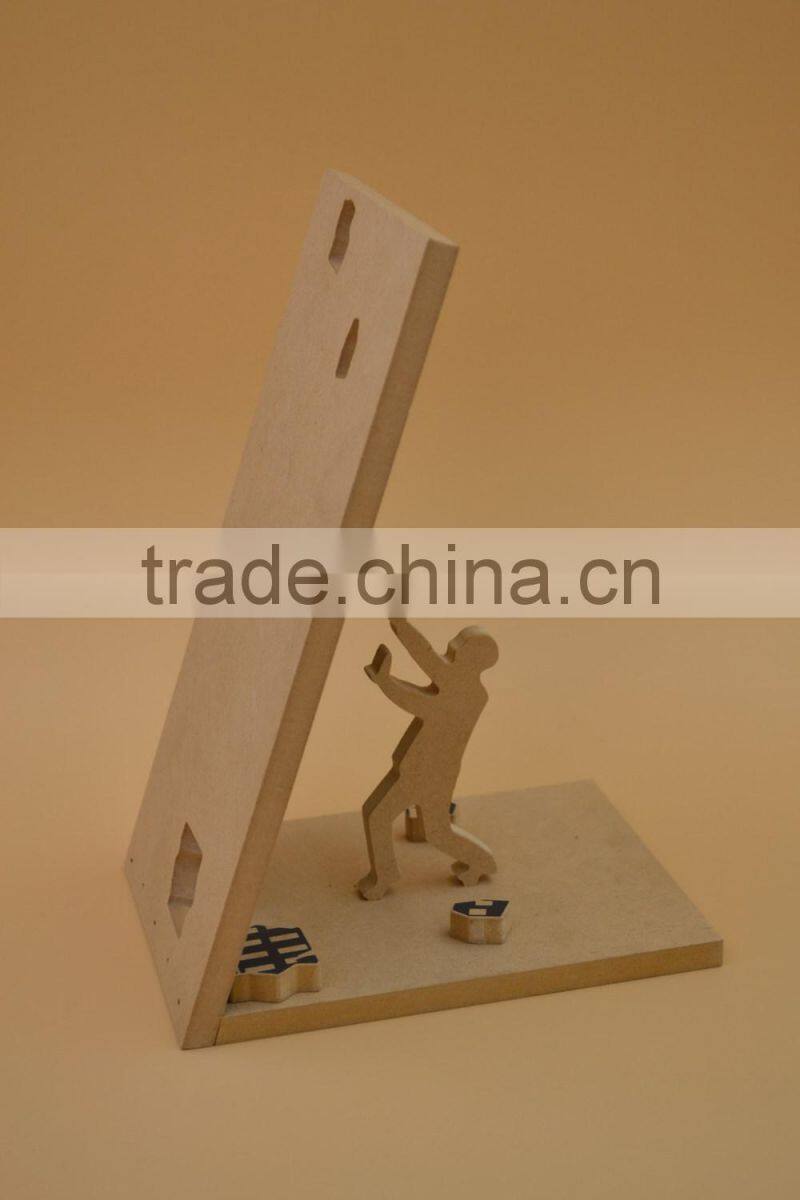 2015 new design wooden book holder,natural mdf decoration