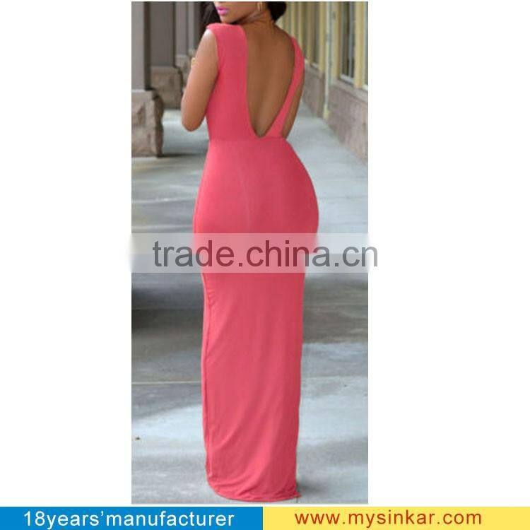 2015 New designs dress fashion backless elegant evening sexy western dress for woman
